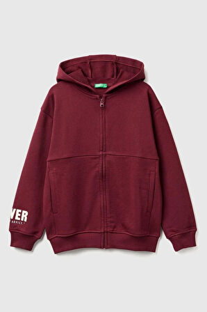 United Colors of Benetton Erkek Çocuk 3J68C505G-25K Sweatshirt Gri Bordo