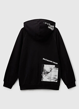 Benetton Baskılı Erkek Çocuk Siyah Sweatshırt 33NVC505A