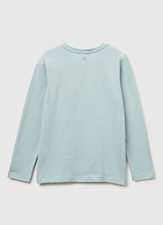 Benetton Nakışlı Su Yeşili Kız Çocuk T-Shirt 3ATNC10RF