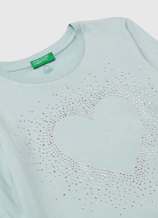 Benetton Nakışlı Su Yeşili Kız Çocuk T-Shirt 3ATNC10RF