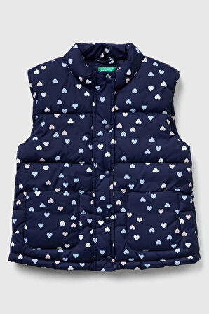 United Colors of Benetton Kız Bebek 2V3YGJ00O-25K Desenli Yelek Lacivert
