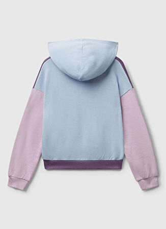 Benetton Baskılı Kız Çocuk Mor - Mavi Sweatshırt 3J68C204W