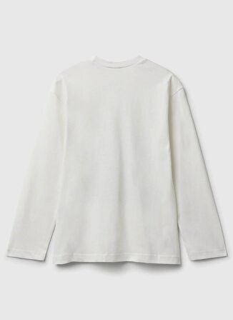 Benetton Baskılı Ekru Erkek Çocuk T-Shirt 35RYC10QQ