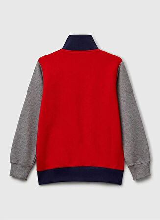 Benetton Nakışlı Erkek Çocuk Kırmızı - Gri Sweatshırt 3J68C501B