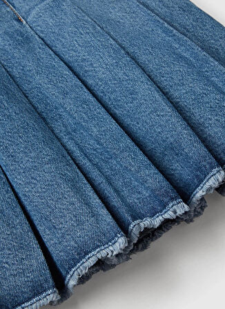 Benetton Yüksek Bel Pilise Koyu Mavi Düz Diz Üstü Kız Çocuk Etek 488PC002H