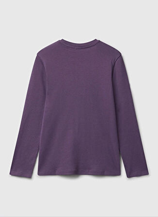 Benetton Baskılı Bordo Kız Çocuk T-Shirt 3I9WC10Q2