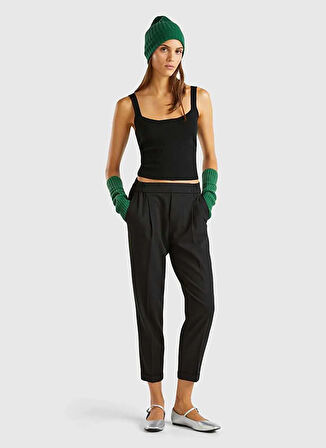 Benetton Yüksek Bel Normal Siyah Kadın Pantolon 4962DF079