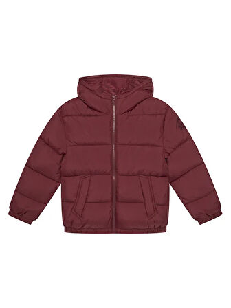 Erkek Çocuk Bordo Logo İşlemeli Kalın Mont