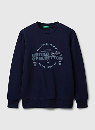 Benetton Baskılı Erkek Çocuk Lacivert Sweatshırt 3J68C10PZ