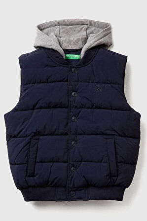 United Colors of Benetton Erkek Çocuk BNT-2IGGCJ012-25K Puffer Yelek Lacivert