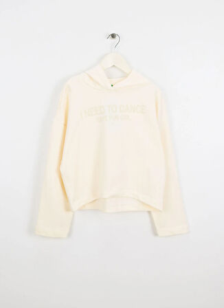 Benetton Baskılı Kız Çocuk Ekru Sweatshırt 3NBMC2053