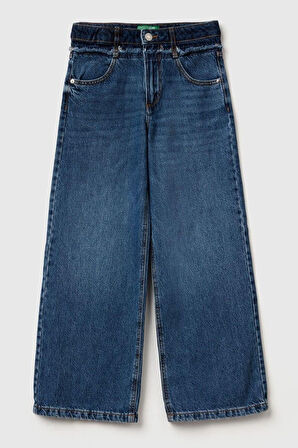 United Colors of Benetton Kız Çocuk 488PCE04B-25K Denim Pantolon Mavi