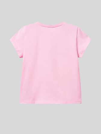 Benetton Kız Çocuk Baskılı Tshirt 1-6 Yaş Pembe