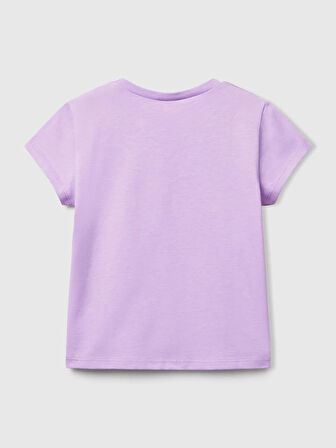 Benetton Kız Çocuk Baskılı Tshirt 1-6 Yaş Lila