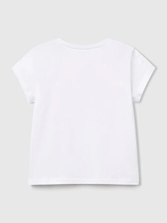 Benetton Kız Çocuk Baskılı Tshirt 1-6 Yaş Beyaz