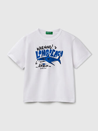 Benetton Erkek Çocuk Baskılı Tshirt 1-6 Yaş Beyaz