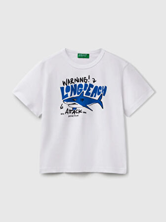 Benetton Erkek Çocuk Baskılı Tshirt 1-6 Yaş Beyaz