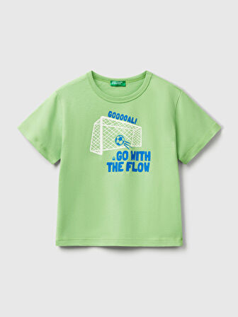 Benetton Erkek Çocuk Baskılı Tshirt 1-6 Yaş Yeşil