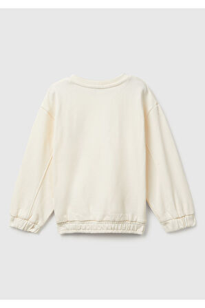 Benetton Kız Bebek Ekru Kalpli Sweatshırt