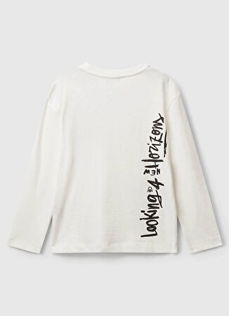 Benetton Baskılı Ekru Erkek Çocuk T-Shirt 3TAMC10PV
