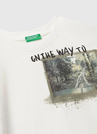 Benetton Baskılı Ekru Erkek Çocuk T-Shirt 3TAMC10PV