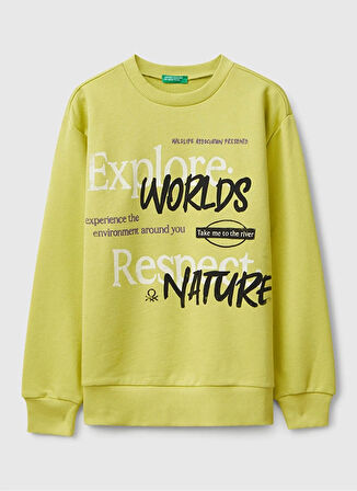 Benetton Baskılı Erkek Çocuk Hardal Sweatshırt 3J68C10QK