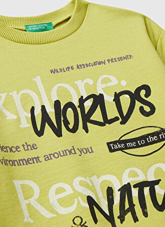 Benetton Baskılı Erkek Çocuk Hardal Sweatshırt 3J68C10QK