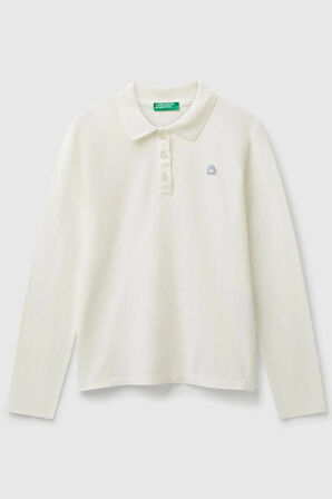 United Colors of Benetton Erkek Çocuk 3WG9C300X-25K Polo Uzun Kol Tshirt Beyaz