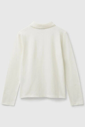 United Colors of Benetton Erkek Çocuk 3WG9C300X-25K Polo Uzun Kol Tshirt Beyaz