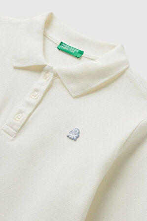 United Colors of Benetton Erkek Çocuk 3WG9C300X-25K Polo Uzun Kol Tshirt Beyaz