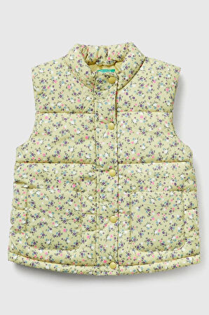 United Colors of Benetton Kız Bebek 2V3YGJ00O-25K Desenli Yelek Sarı