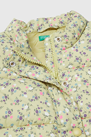 United Colors of Benetton Kız Bebek 2V3YGJ00O-25K Desenli Yelek Sarı