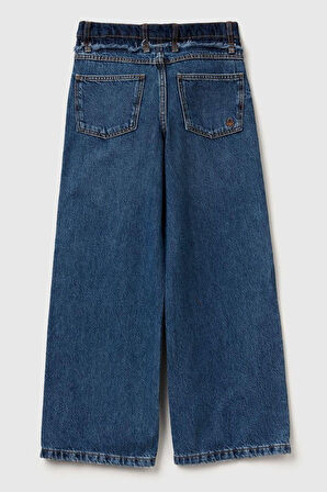 United Colors of Benetton Kız Çocuk 488PCE04B-25K Denim Pantolon Mavi