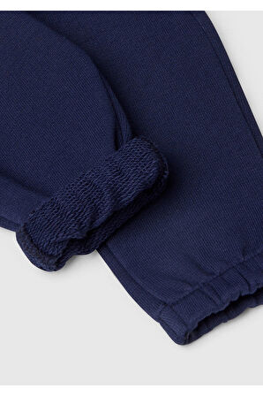 Bebek Lacivert Arkası Tavşan Detaylı Beli Lastikli Eşofman Altı