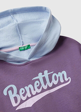 Benetton Baskılı Kız Çocuk Mor - Mavi Sweatshırt 3J68C204W