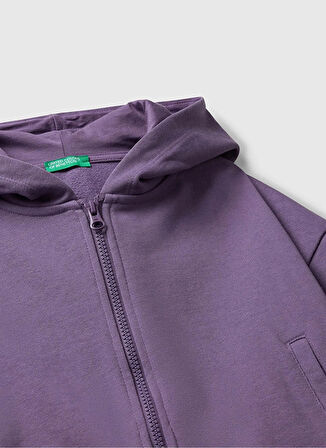 Benetton Baskılı Kız Çocuk Mor Sweatshırt 3NBMC505E