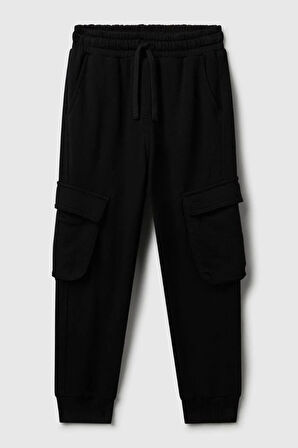 United Colors of Benetton Erkek Çocuk 3J68CF06I-25K Kargo Eşofman Altı Siyah