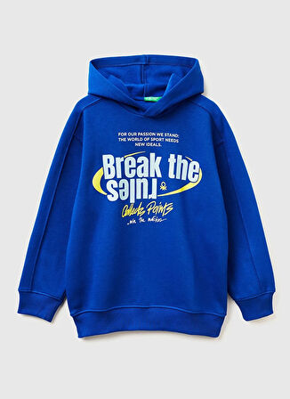 Benetton Baskılı Erkek Çocuk Saks Sweatshırt 3J73C205C