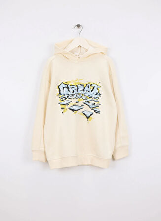 Benetton Baskılı Erkek Çocuk Krem Sweatshırt 3J73C205C