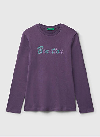 Benetton Baskılı Bordo Kız Çocuk T-Shirt 3I9WC10Q2
