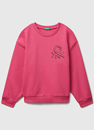 Benetton Baskılı Kız Çocuk Pembe Sweatshırt 3J68C10Q0