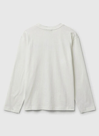 Benetton Baskılı Ekru Erkek Çocuk T-Shirt 3I1XC10Q3