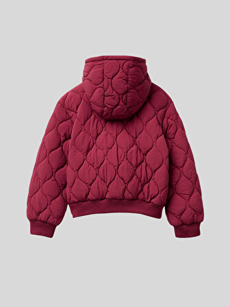 Benetton Kız Çocuk Kapüşonlu Kapitone Mont 6-14 Yaş Bordo