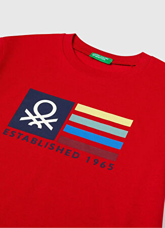 Benetton Baskılı Kırmızı Erkek Çocuk T-Shirt 3I1XC10Q4