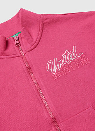 Benetton Nakışlı Kız Çocuk Pembe Sweatshırt 3J68C505D