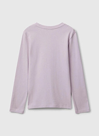 Benetton Baskılı Lila Kız Çocuk T-Shirt 3I9WC10Q2
