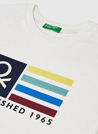 Benetton Baskılı Ekru Erkek Çocuk T-Shirt 3I1XC10Q4