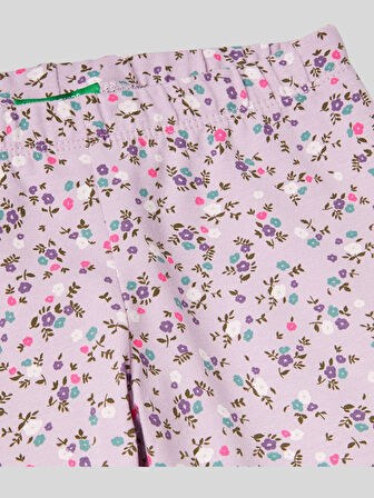 Benetton Kız Çocuk Desenli Tayt 1-6 Yaş Lila