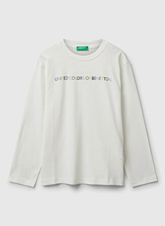 Benetton Baskılı Ekru Erkek Çocuk T-Shirt 3I1XC10Q3