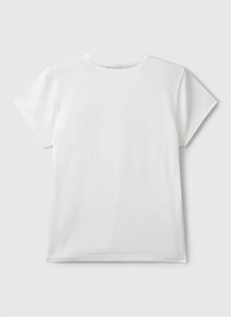 Benetton Baskılı Ekru Kız Çocuk T-Shirt 3I1XC10Q1